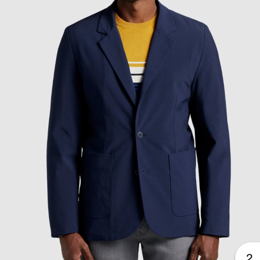Michael Strahan Modern Fit Sport Coat with Hood and Bib - Navy Size M